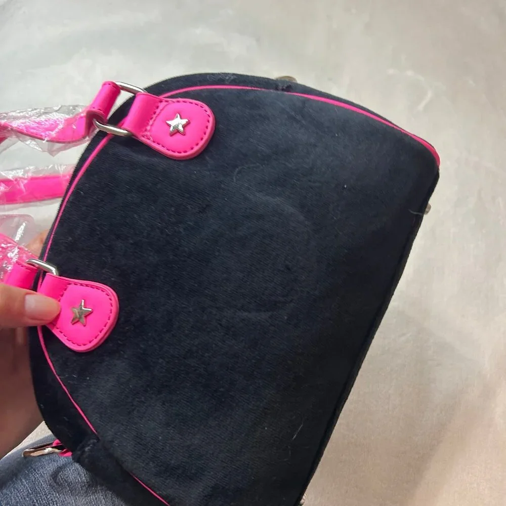 black & neon pink hot bimbo y2k bratz x dollskill purse new never used, but flaw - Picture 12 of 12
